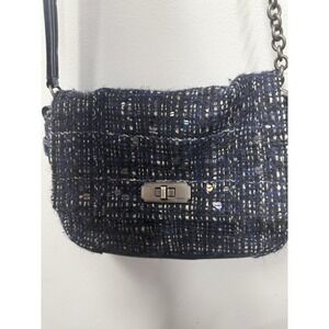 COACH BLUE MULTI TWEED Sparkly Sequin Crossbody BAG Purse Crossbody Navy